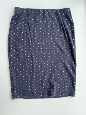 Navy Polka Dot Pencil Skirt